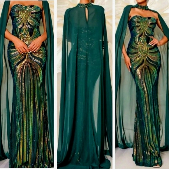 Dresses & Skirts - Cape Tube Top, Two Piece, Strapless with an added Cape,  Contrast Sequin…